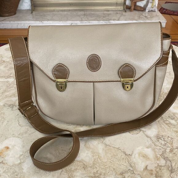 Trussardi Crespo Collection Italian Leather Unisex Messenger Bag Vintage - Picture 3 of 16